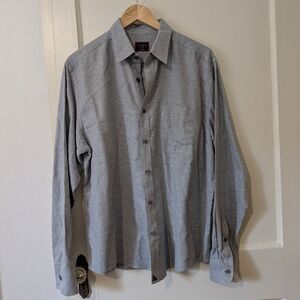 Untuckit Large Sherwood Grey Regular Fit Flannel Button Down 100% Cotton